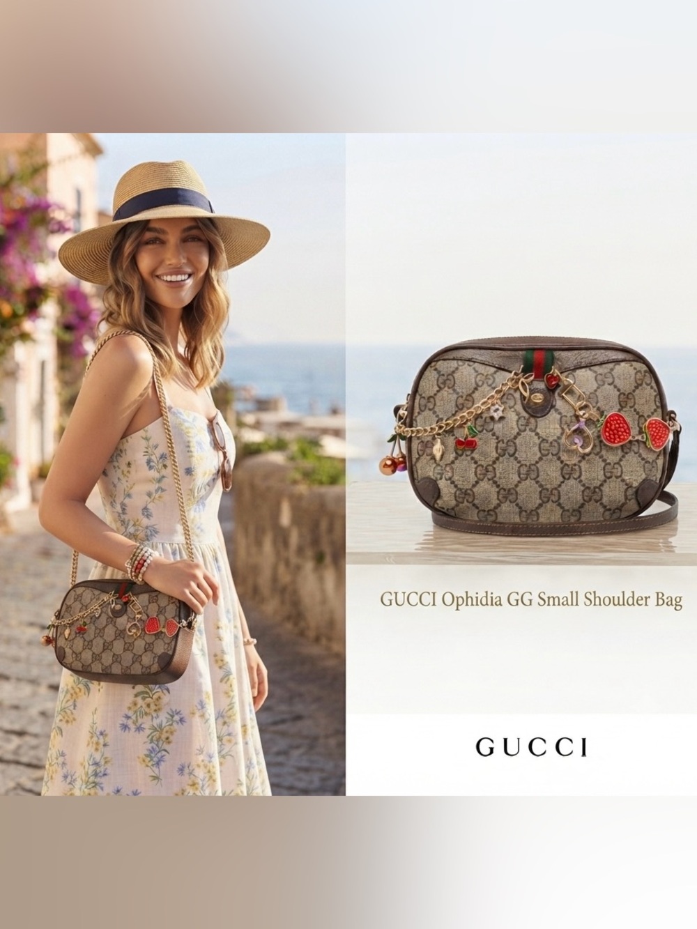 🍒Vintage GUCCI Ophidia🍒GG Small Shoulder Bag with Custom Fashion Charms